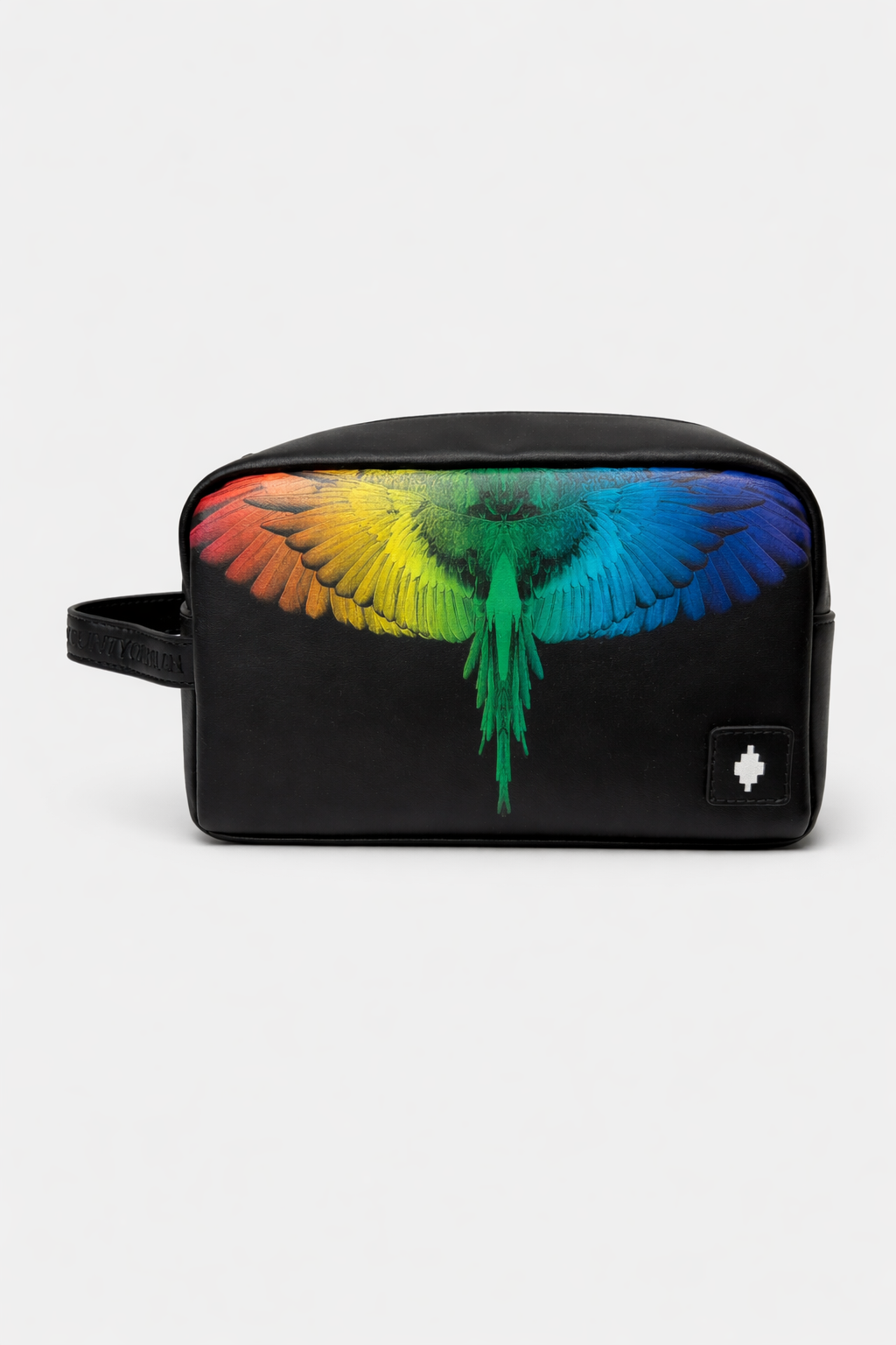 Beauty case Marcelo Burlon County of Milan – Pochette nera con stampa Wings multicolor