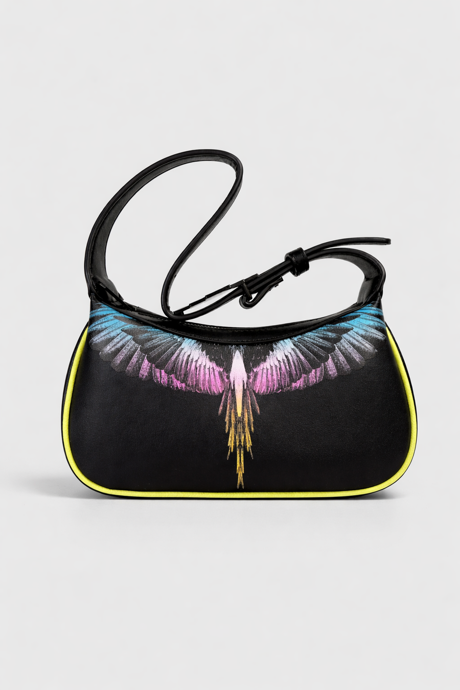 Borsa Marcelo Burlon Wings – Nero con profili giallo fluo — 1/2