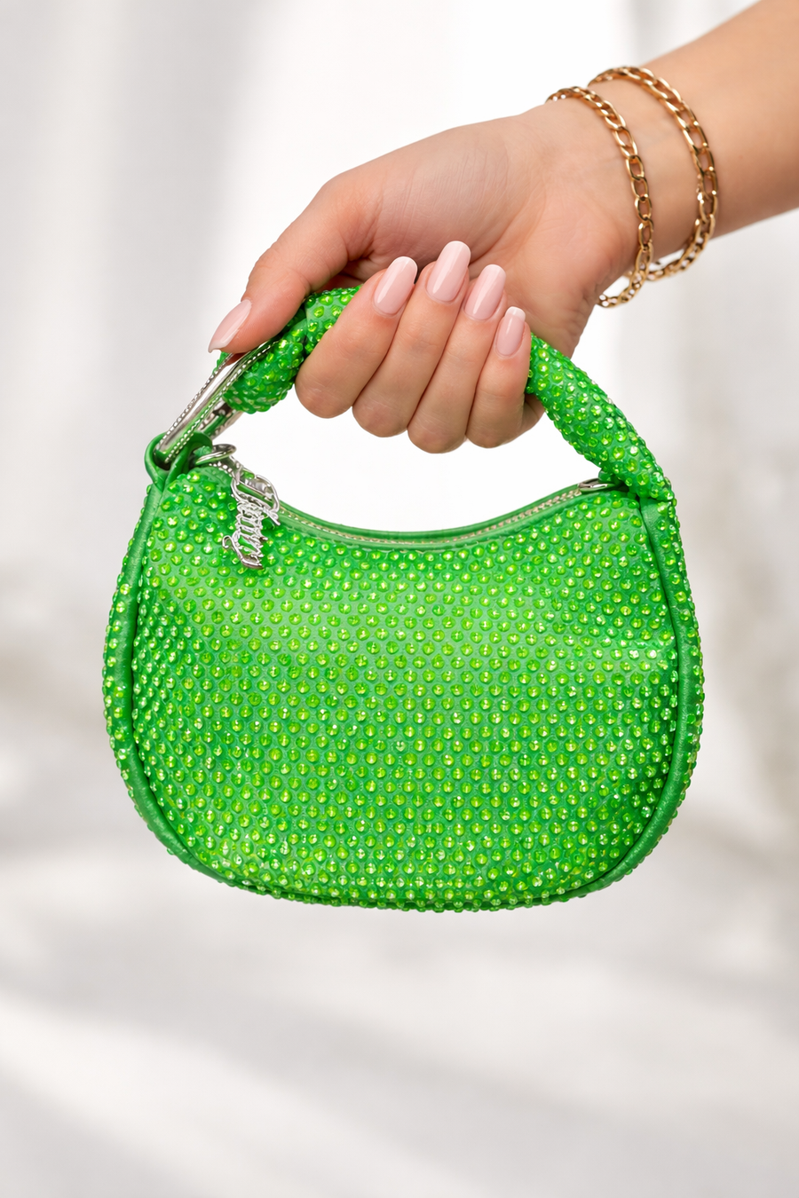 Borsa Juicy Couture verde con strass – Mini bag elegante e brillante — 1/2