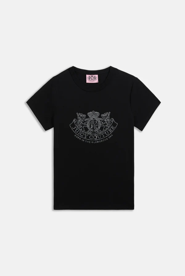 T-shirt Juicy Couture - Black Dog Crest Diamante Tshirt