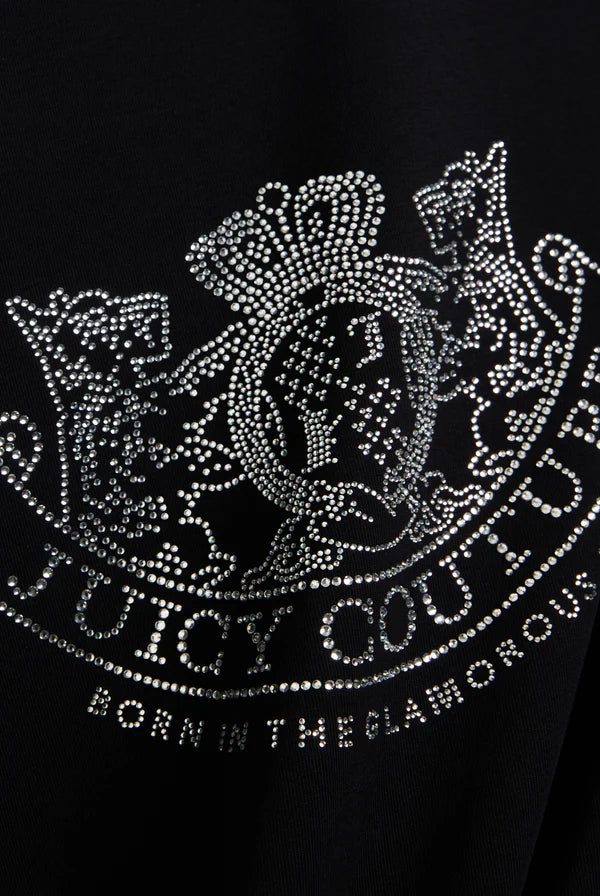 JUICY COUTURE - Black dog crest diamante tshirt
