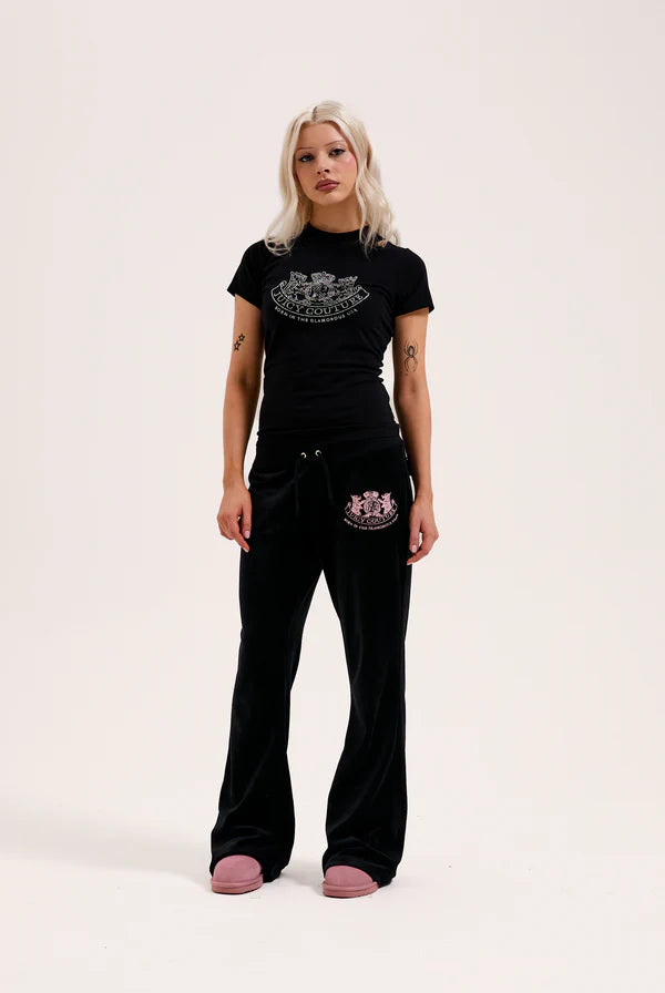 T-shirt Juicy Couture - Black Dog Crest Diamante Tshirt
