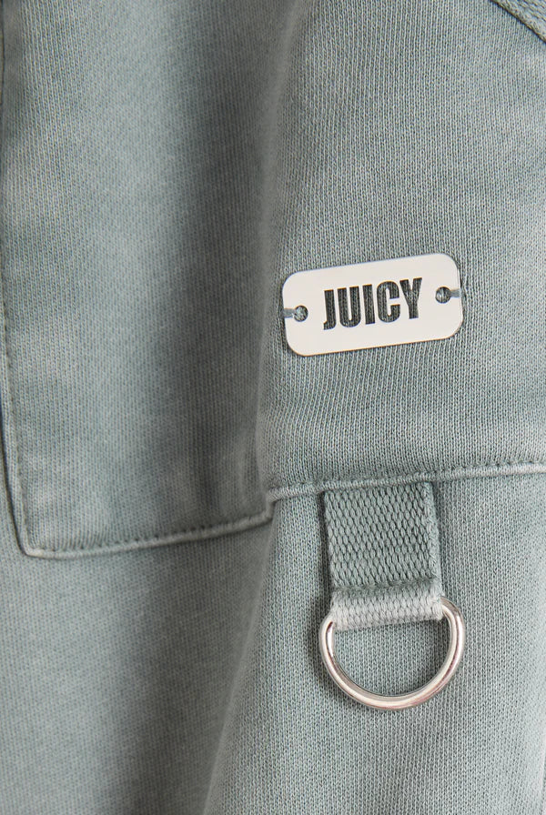 JUICY COUTURE - Duck green washed cotton low rise track bottoms