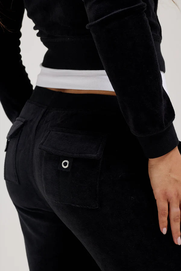 Black Ultra Low Rise Bamboo Velour Heritage Pocketed Bottoms — 4/6