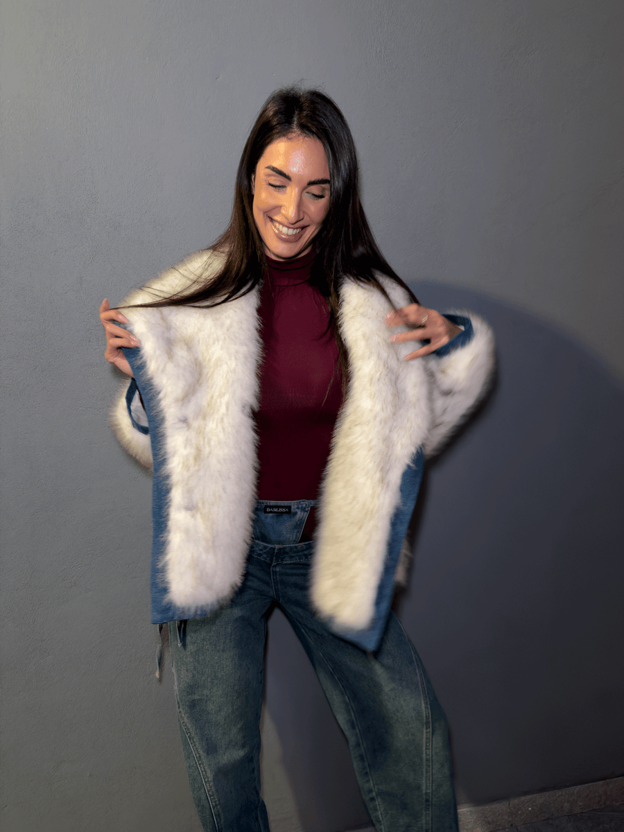 Pelliccia Ecolux Viziami – Denim & Eco Fur — 3/4