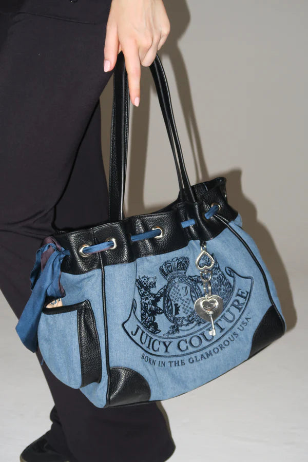 JUICY COUTURE - Borsa a mano daydreamer denim in velour