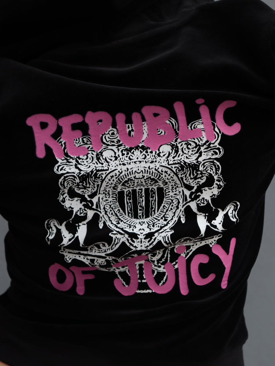 Tuta Juicy Couture Donna in Velluto Nero con Logo Rosa – Completo Sporty Chic — 8/8