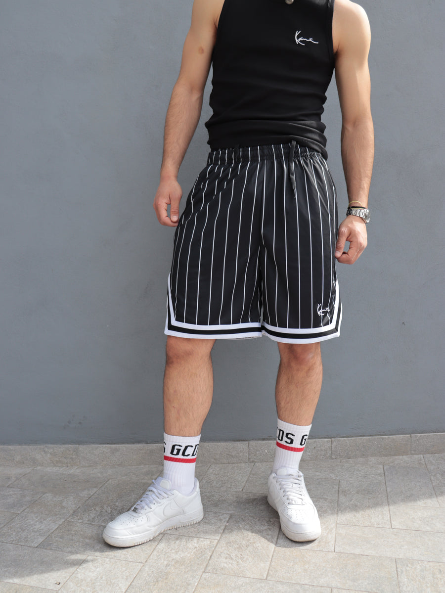 Shorts Karl Kani Uomo Neri a Righe – Stile Streetwear Sportivo — 4/5
