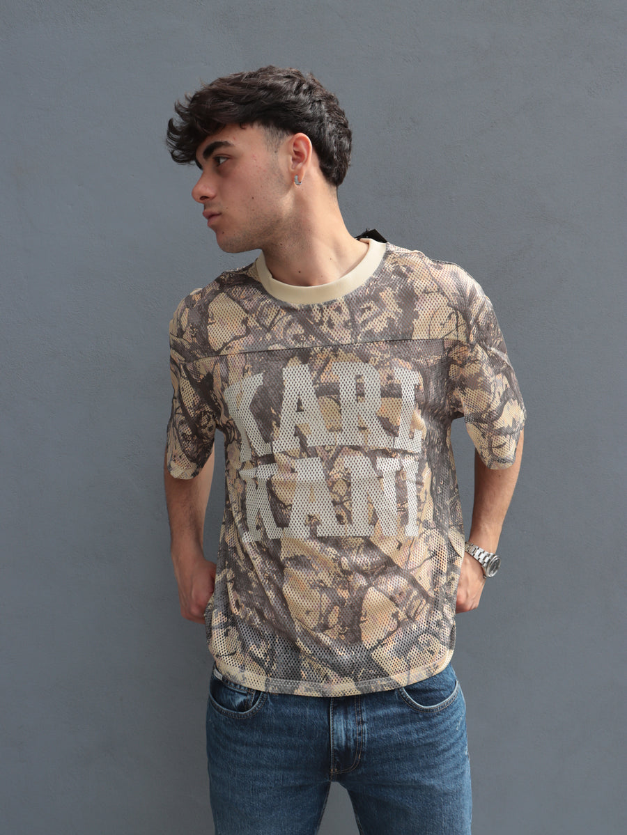 T-shirt Karl Kani uomo camouflage in mesh – stile streetwear oversize
