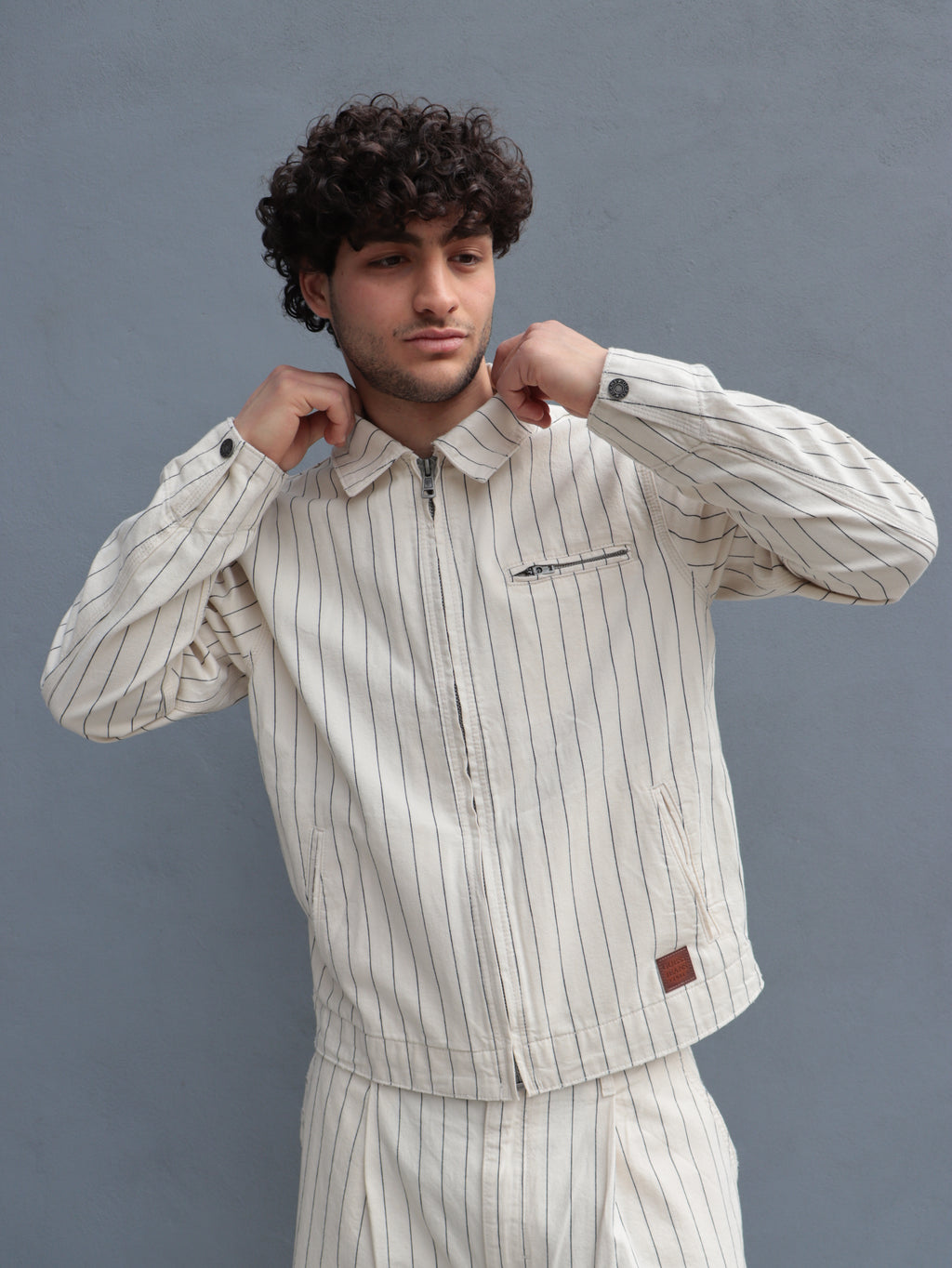 Giacca Guess Jeans uomo a righe in cotone