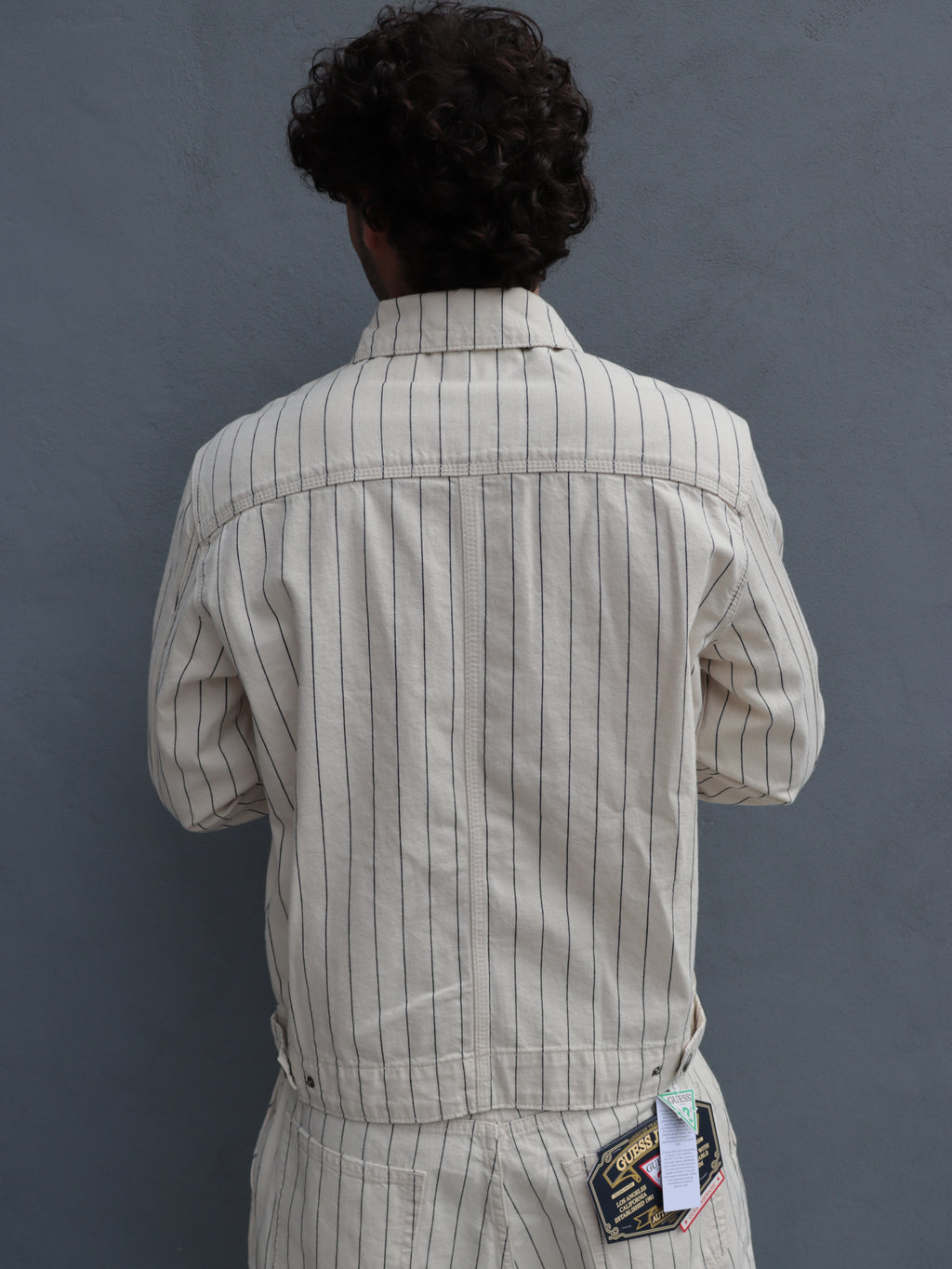 Giacca Guess Jeans uomo a righe in cotone