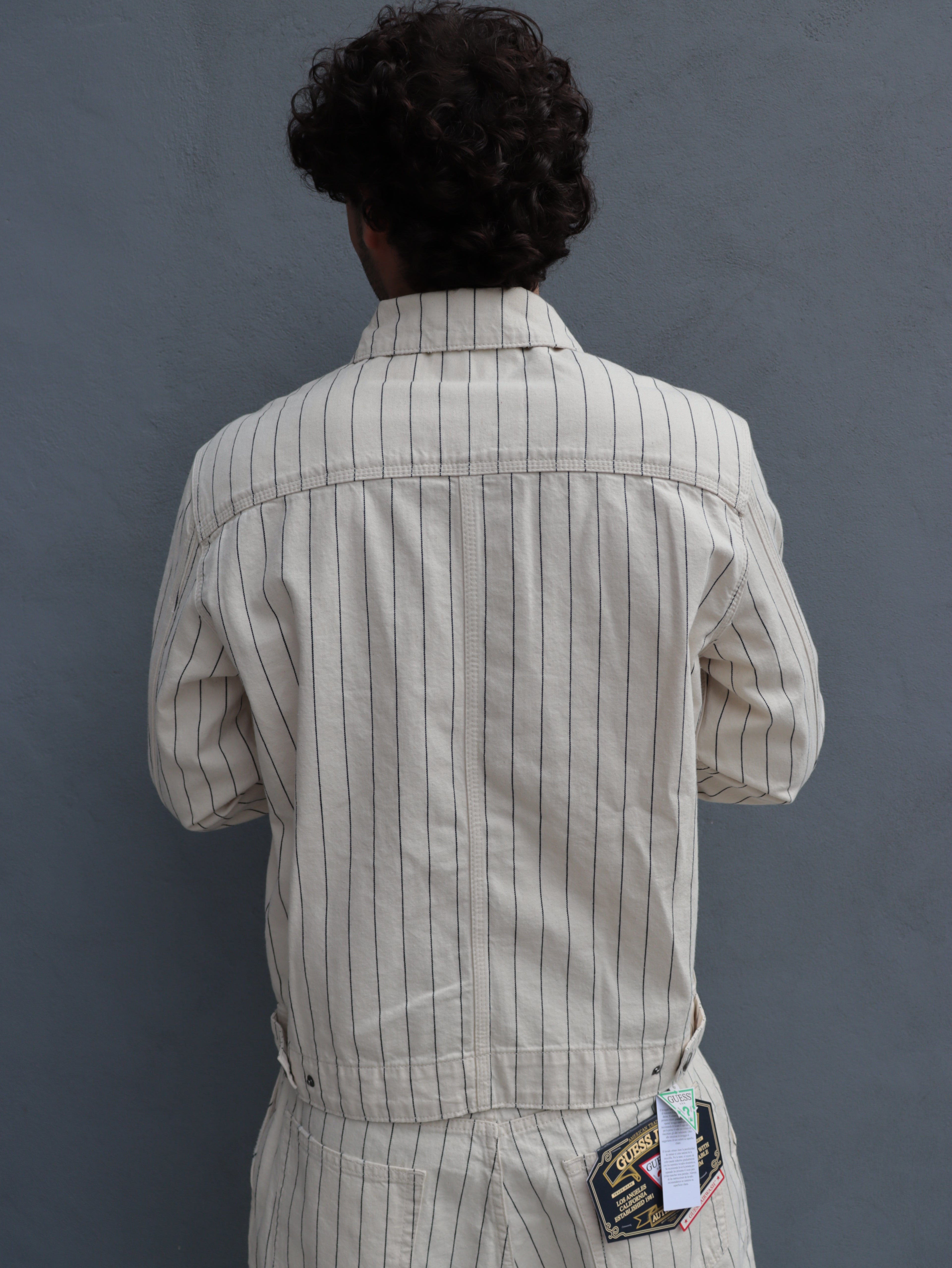 Giacca Guess Jeans uomo a righe in cotone