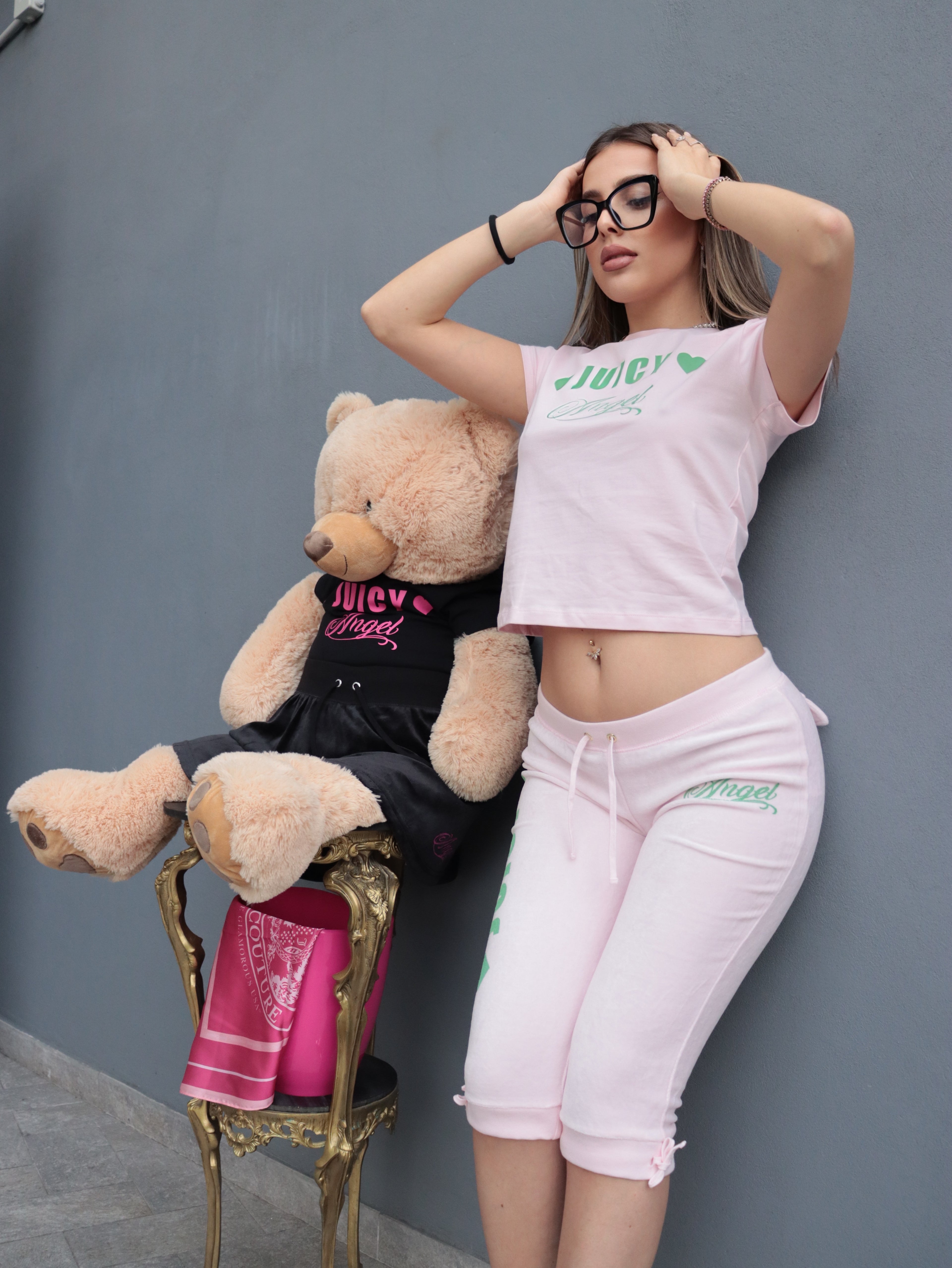 T-Shirt Donna Juicy Couture Rosa – Top Crop con Logo “Juicy Angel”