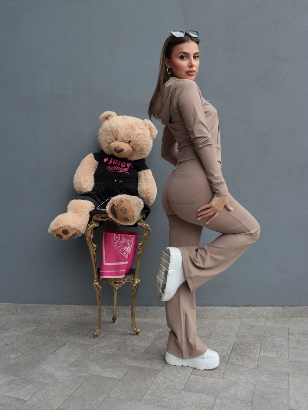 Tuta Juicy Couture Donna Beige in Tessuto Activewear – Tracksuit Sportiva Chic