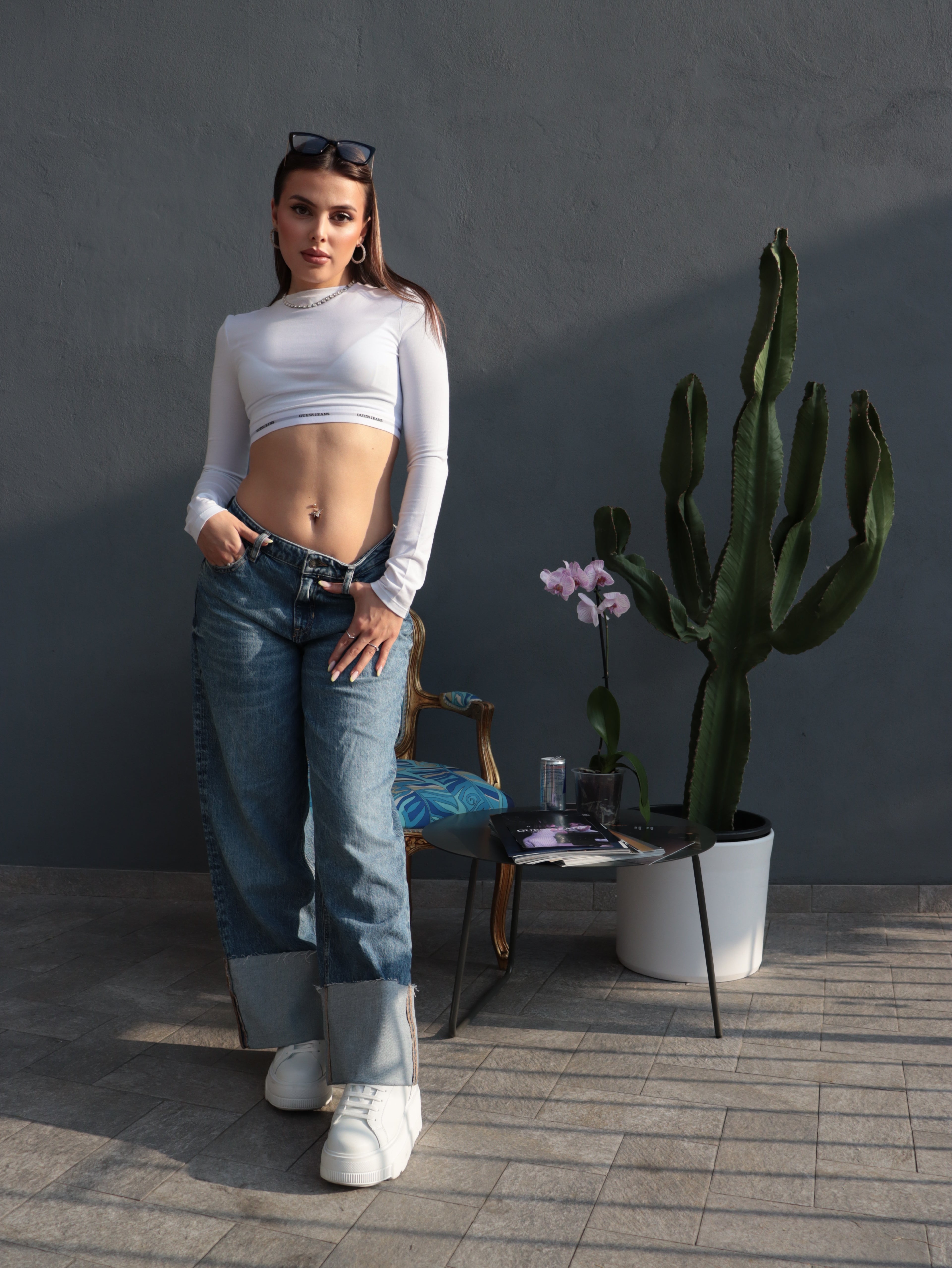 Jeans 2 Guess Jeans - Wide Leg con Risvolto – Denim Chiaro
