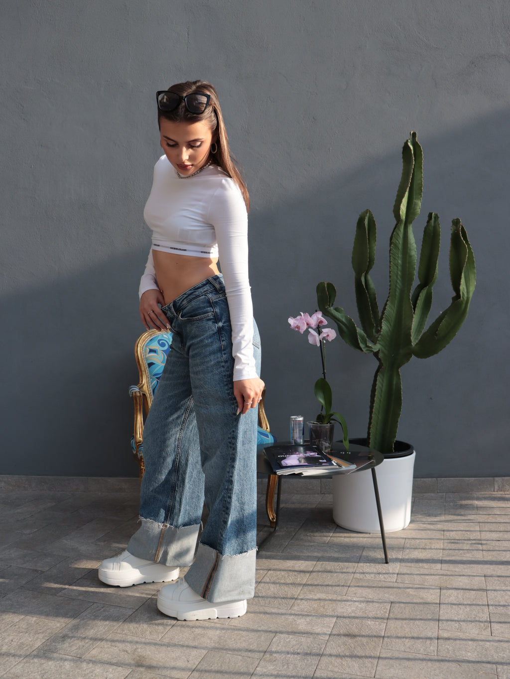 Jeans 2 Guess Jeans - Wide Leg con Risvolto – Denim Chiaro