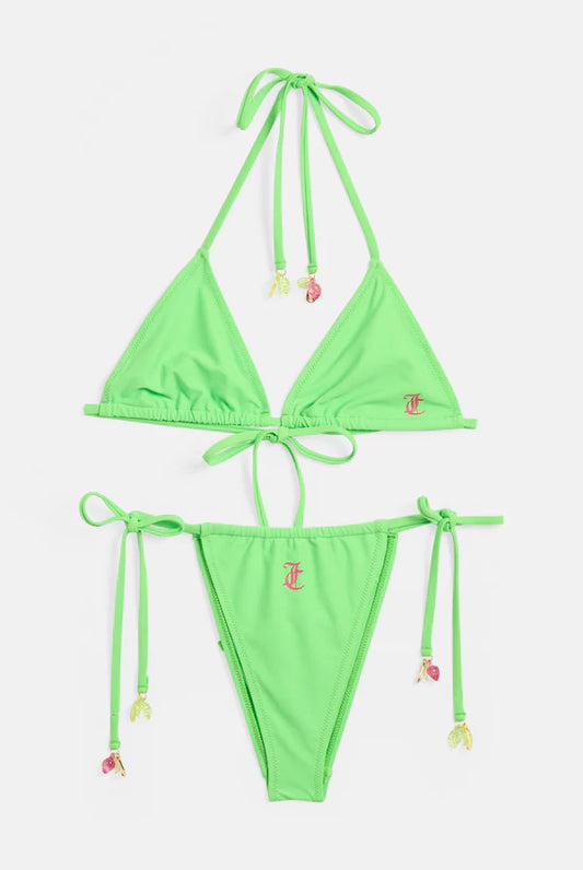 Summer green fruit charm recycled bikini