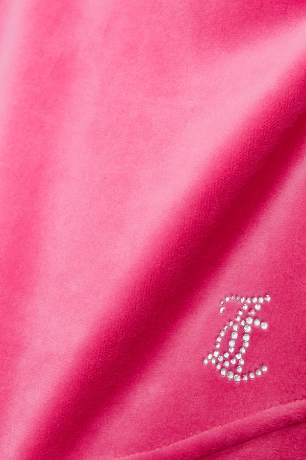 HOT PINK VELOUR RUCHED HALTER TOP