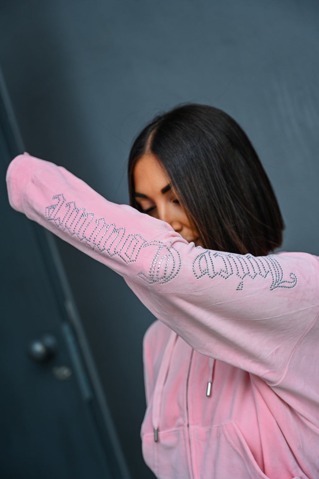 JUICY COUTURE - FELPA CON CAPPUCCIO OVERSIZE FULL ZIP ROSA