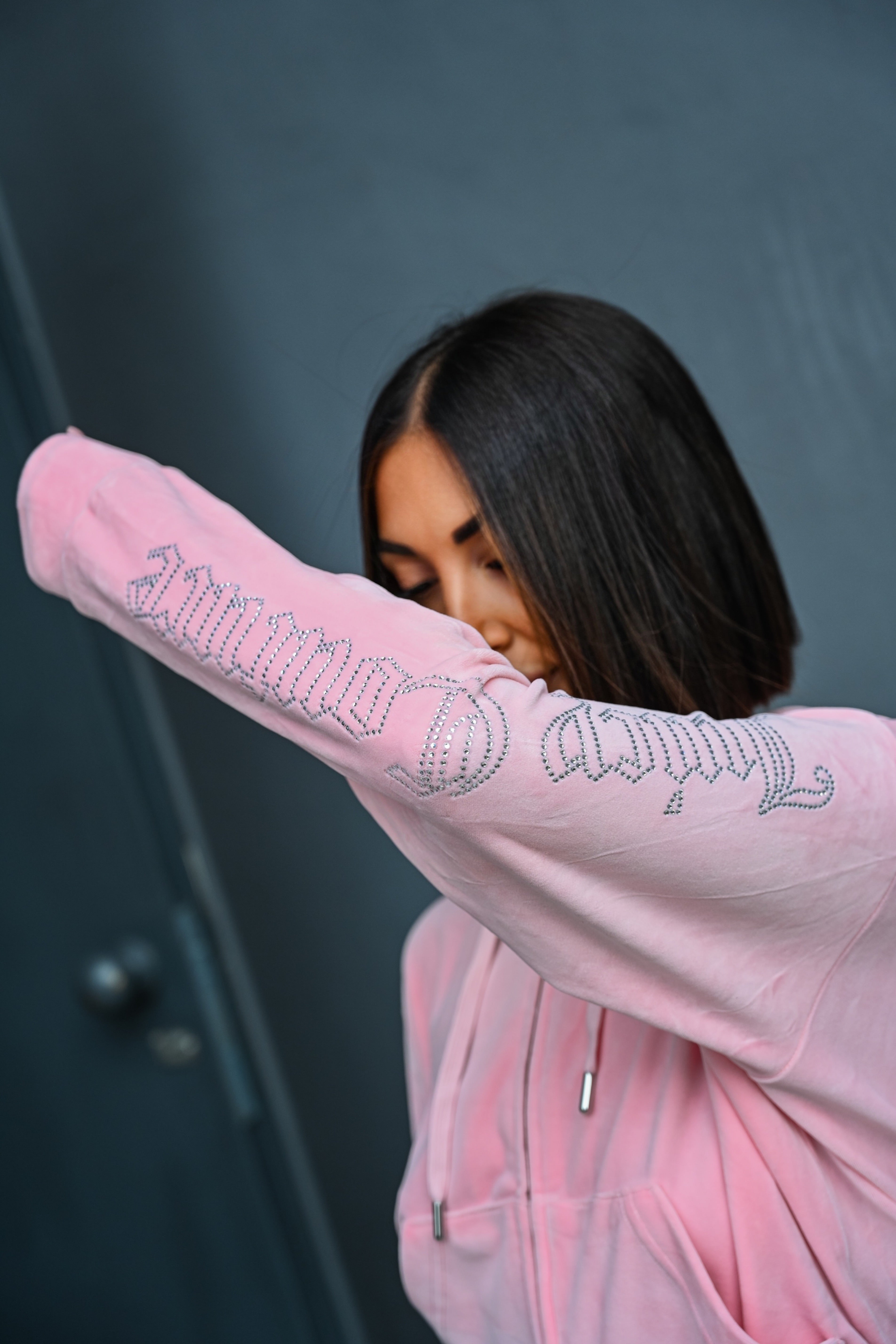 JUICY COUTURE - FELPA CON CAPPUCCIO OVERSIZE FULL ZIP ROSA