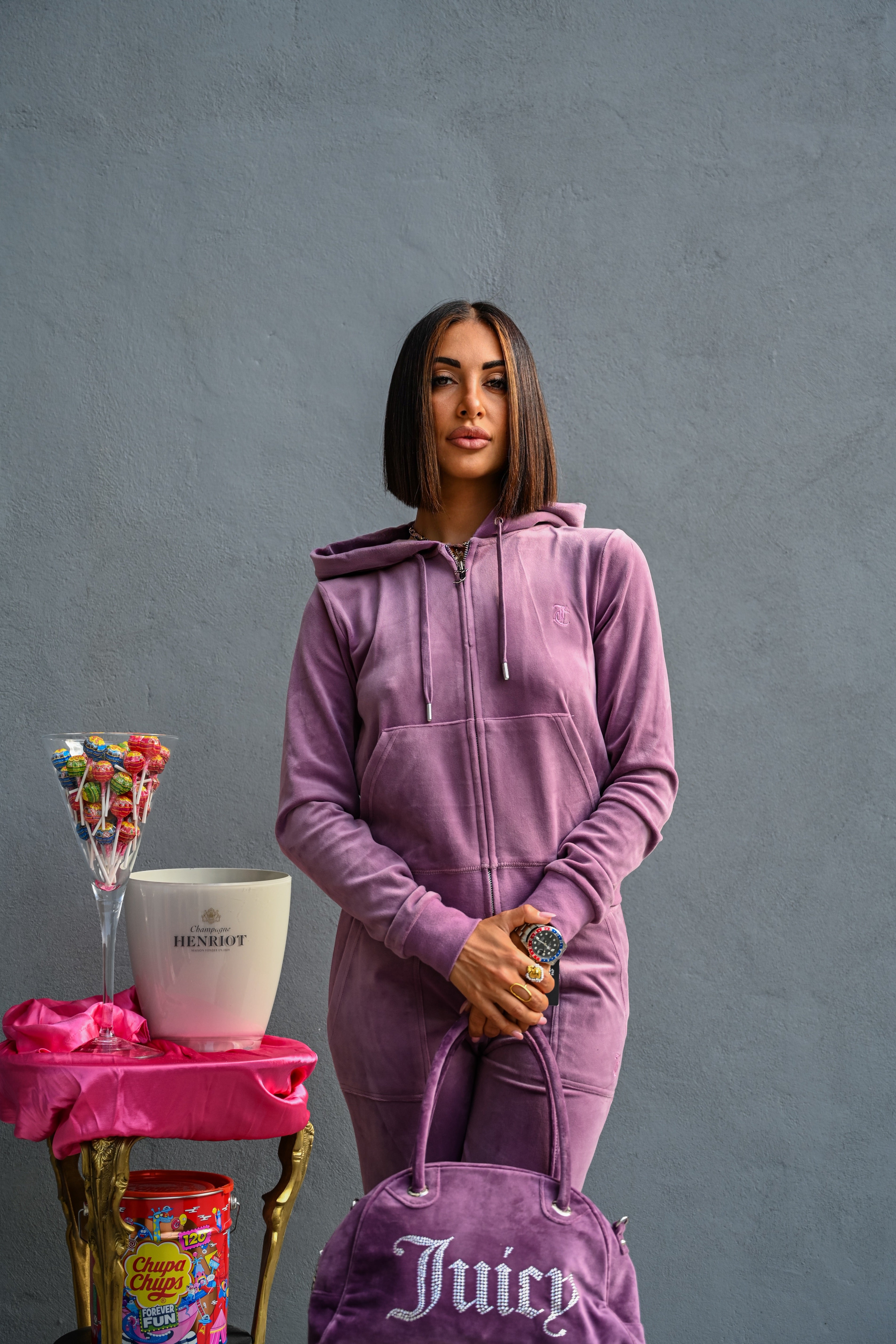 JUICY COUTURE - FELPA CON CAPPUCCIO FULL ZIP ROBERTSON VIOLA