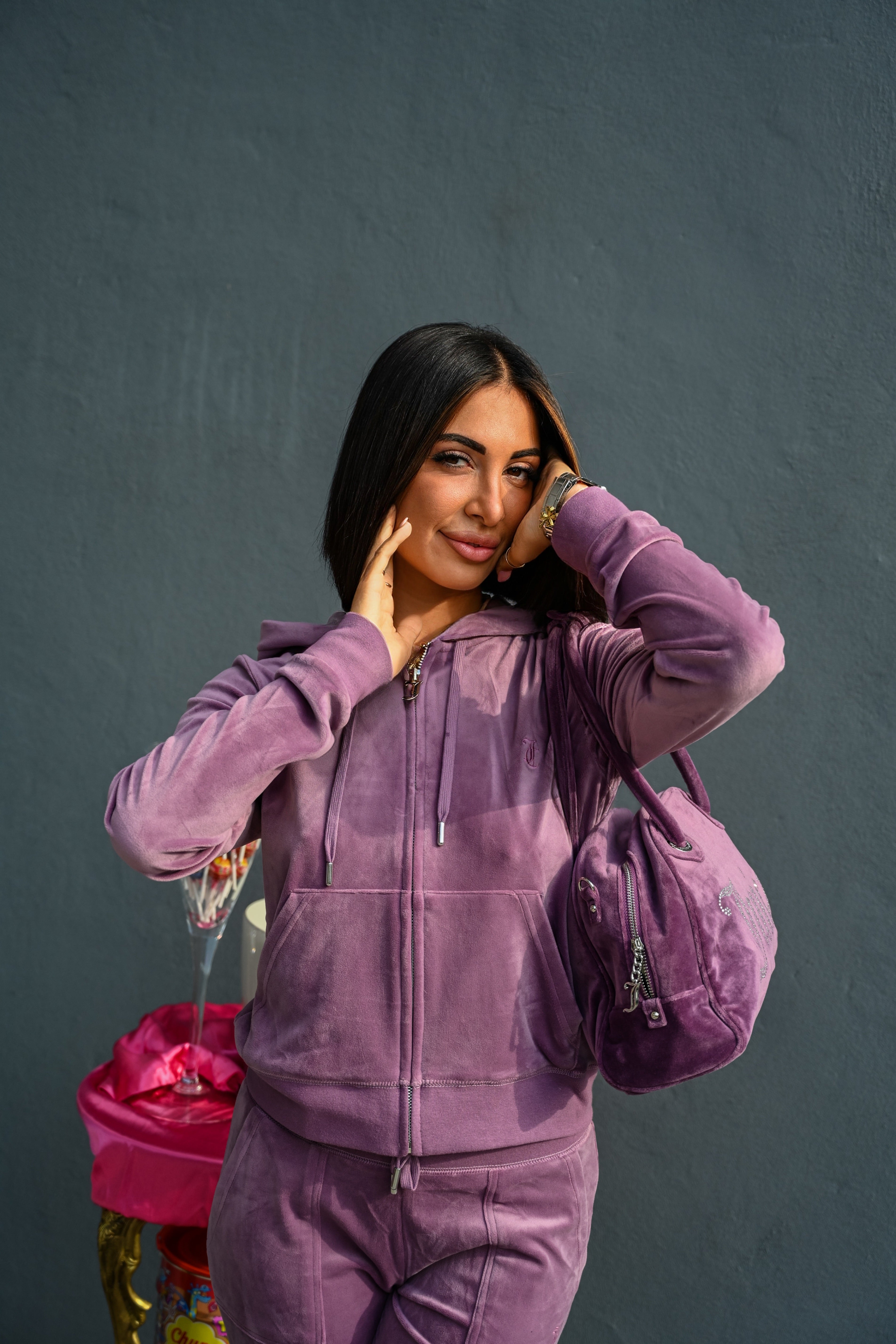 JUICY COUTURE - FELPA CON CAPPUCCIO FULL ZIP ROBERTSON VIOLA