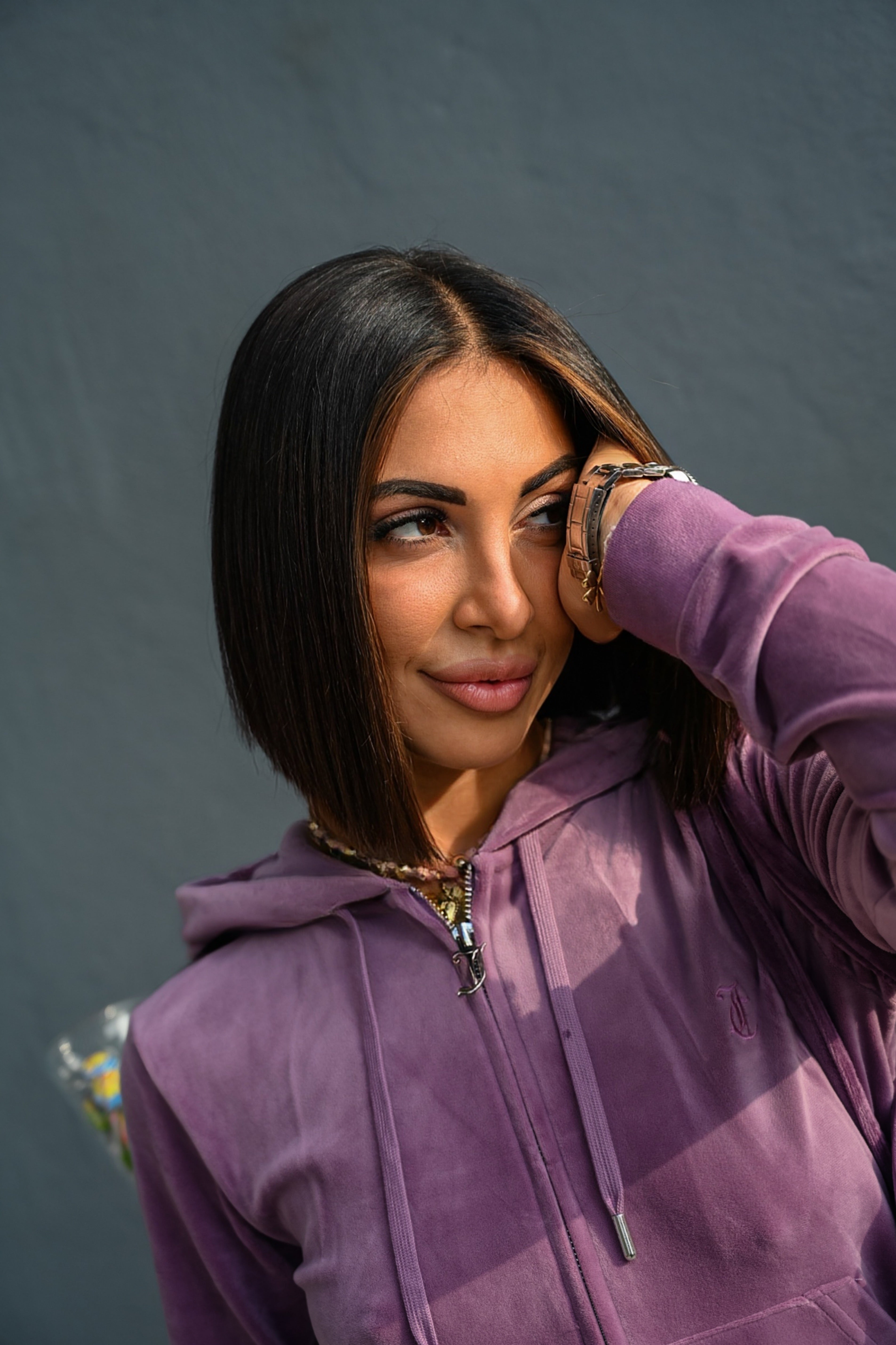 JUICY COUTURE - FELPA CON CAPPUCCIO FULL ZIP ROBERTSON VIOLA