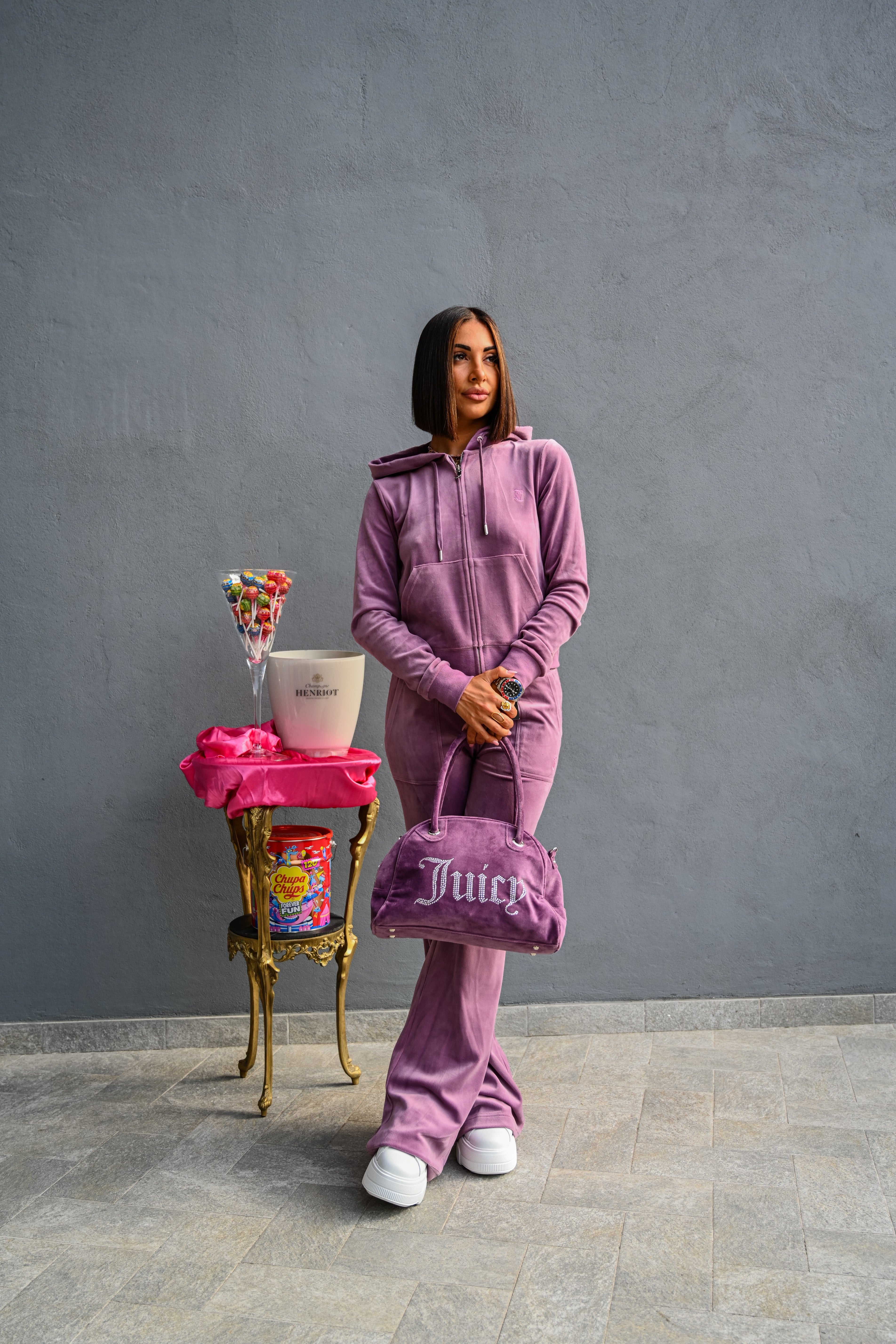 JUICY COUTURE - PANTALONE TUTA A VITA BASSA LAYLA SVASATI VIOLA