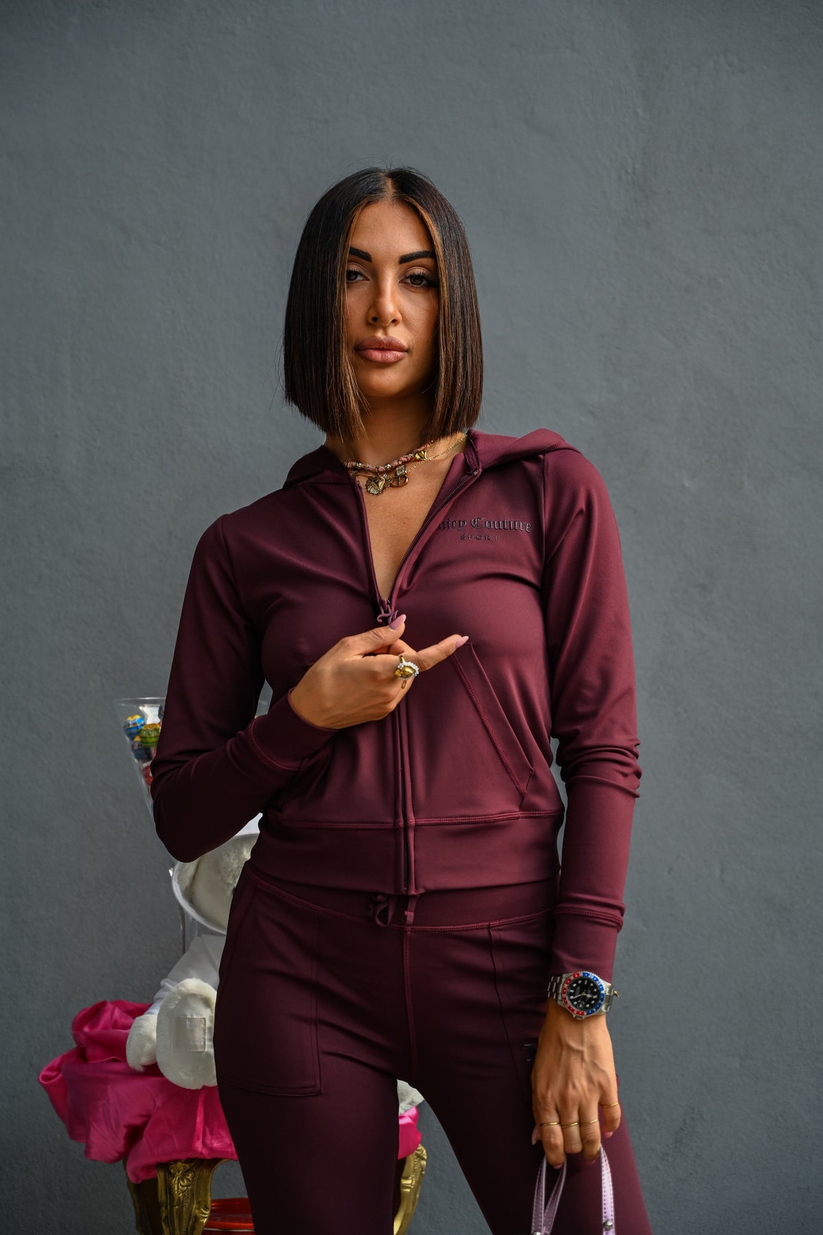 Felpa Juicy Couture - Felpa con Cappuccio Full Zip Activewear Ennis Vinaccio
