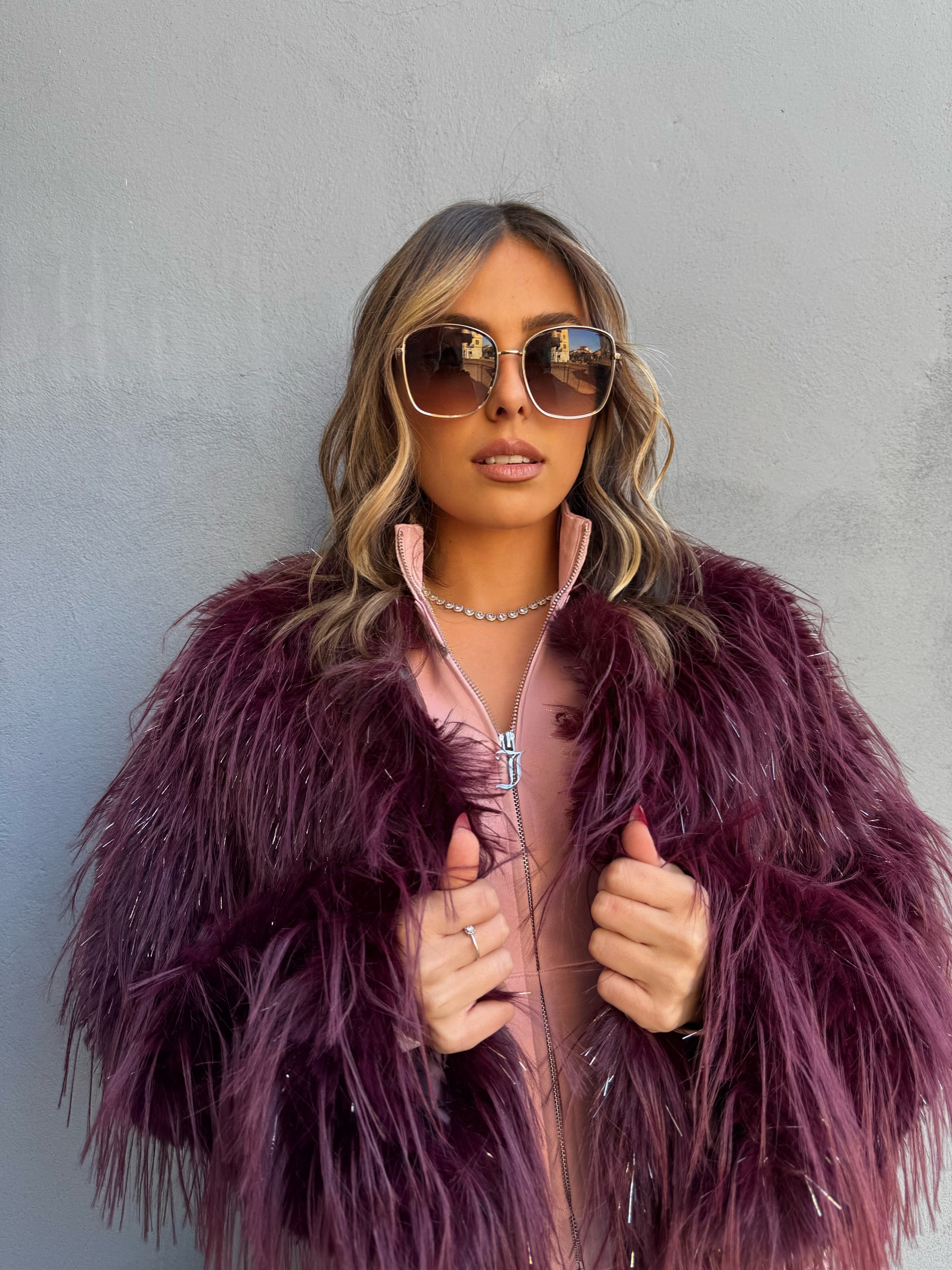 Pelliccia Viziami Ecolux - Pelliccia Prugna Intenso