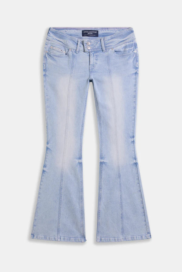 Jeans Flare Juicy Couture Light Wash con Ricamo Crest