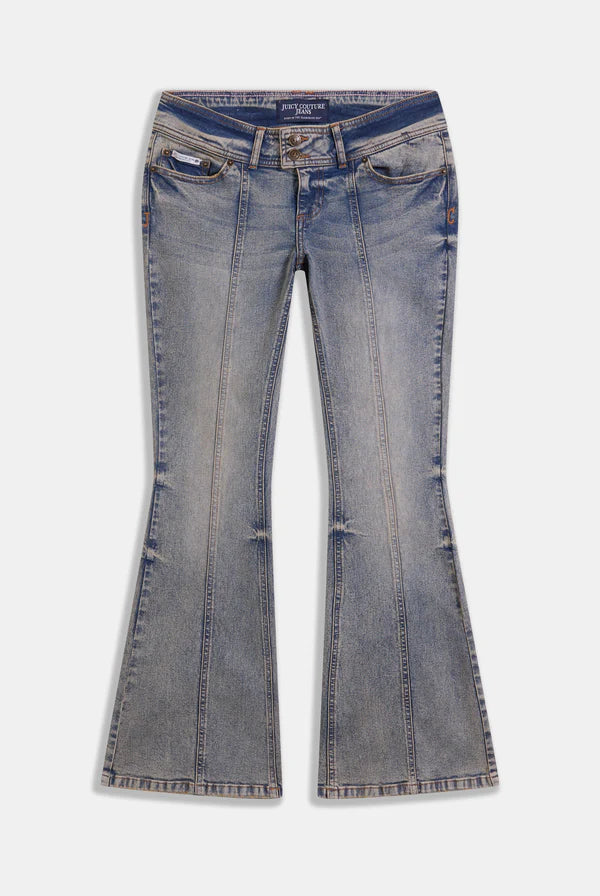 Jeans Flare Juicy Couture con Logo Ricamato – Vintage Wash