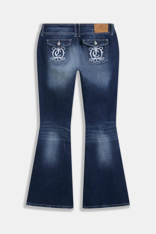 Jeans Flare Juicy Couture con Logo Ricamato – Denim Lavaggio Medio