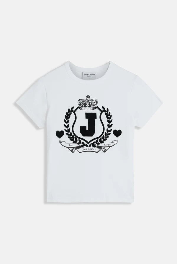 JUICY COUTURE - Silver marl flocked crest fitted tshirt
