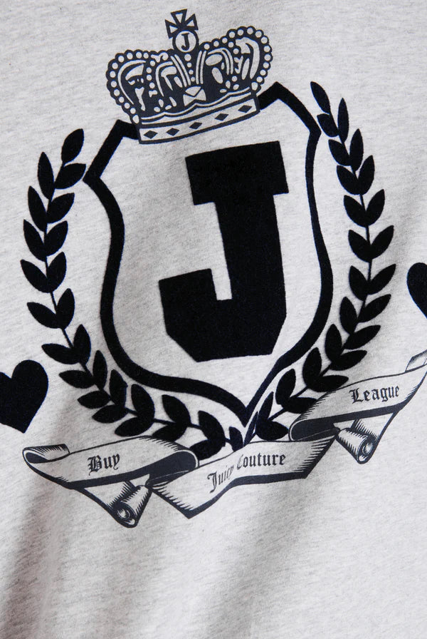 JUICY COUTURE - Silver marl flocked crest fitted tshirt
