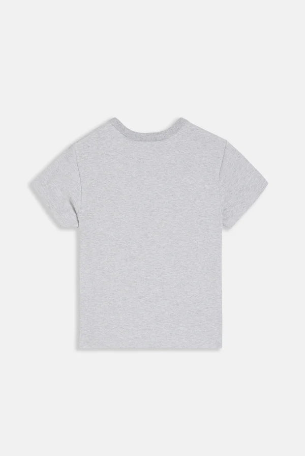 JUICY COUTURE - Silver marl flocked crest fitted tshirt