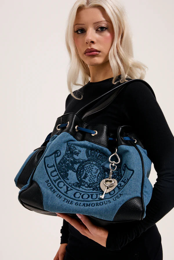JUICY COUTURE - Borsa a mano daydreamer denim in velour