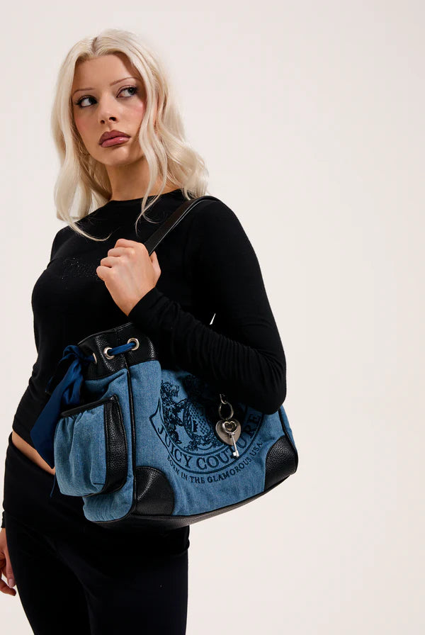 JUICY COUTURE - Borsa a mano daydreamer denim in velour