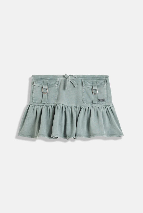 JUICY COUTURE- Duck green washed ruffle mini skirt