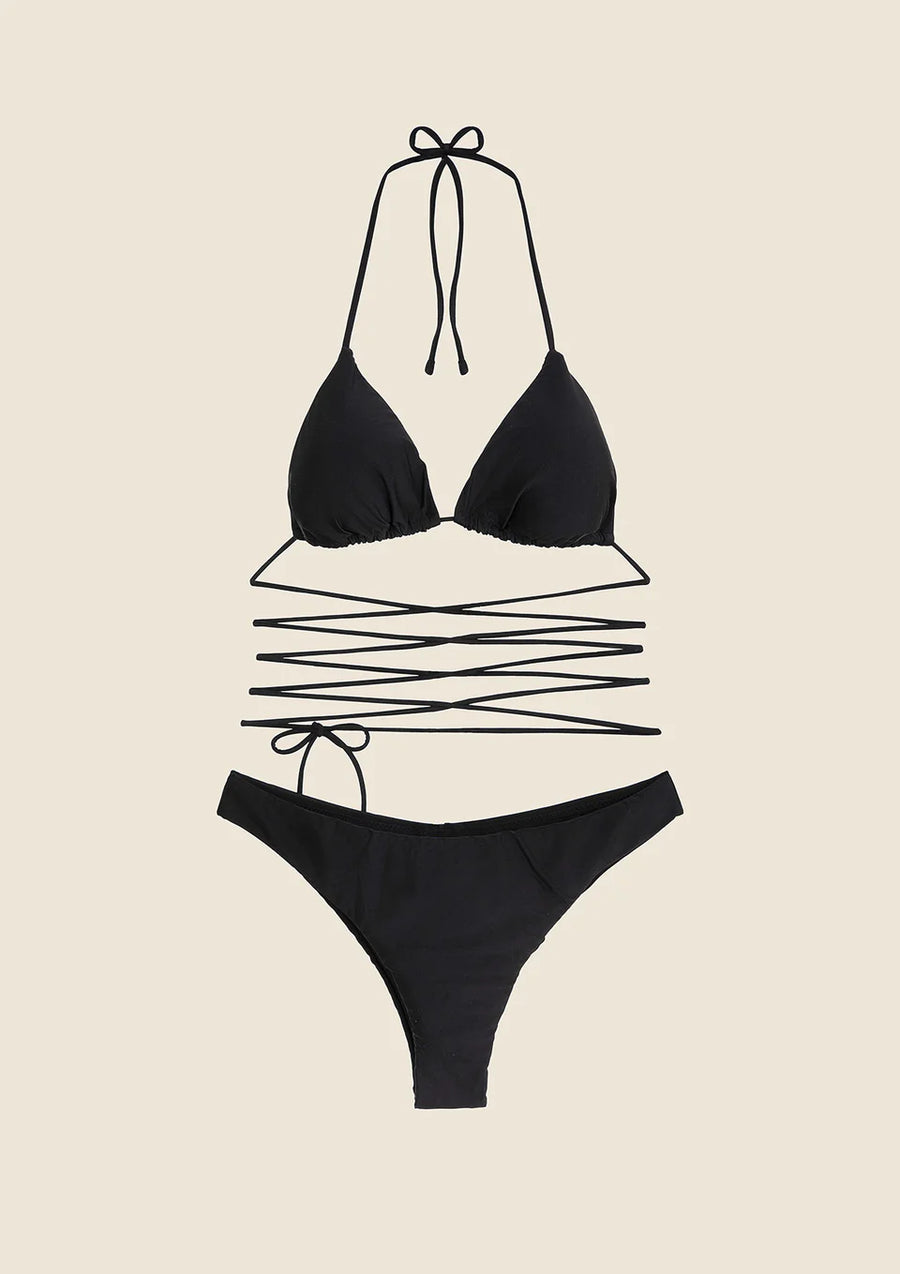 Costume Bikini Donna Me Fui Triangolo con Slip Fisso Nero 0100_Bk — 4/4