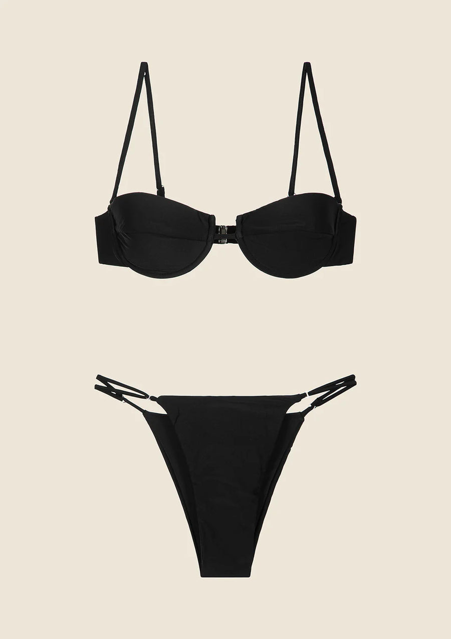 Costume Bikini Donna Me Fui Reggiseno con Ferretto e Slip Regolabile Nero 0101_Bk — 3/3