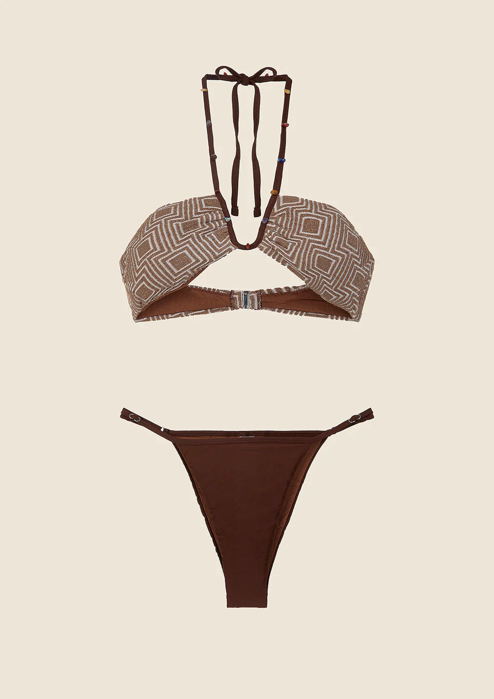 BIKINI DONNA ME FUI FASCIA CON FERRETTO E SLIP REGOLABILE MARRONE 0311-BN