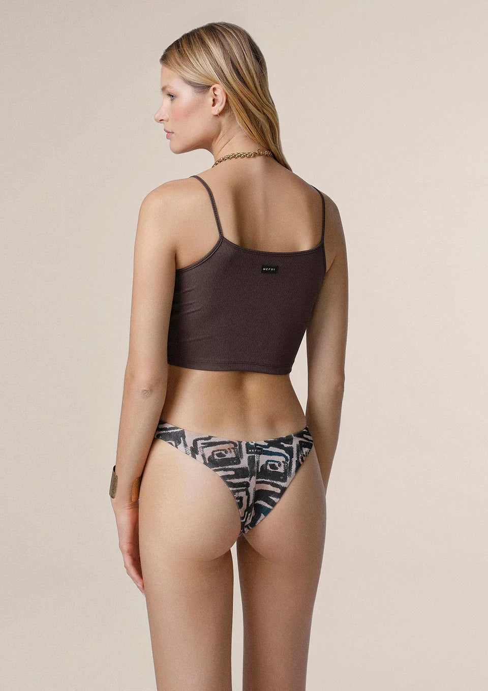 TOP CANOTTA DONNA ME FUI MARRONE 0418-BN