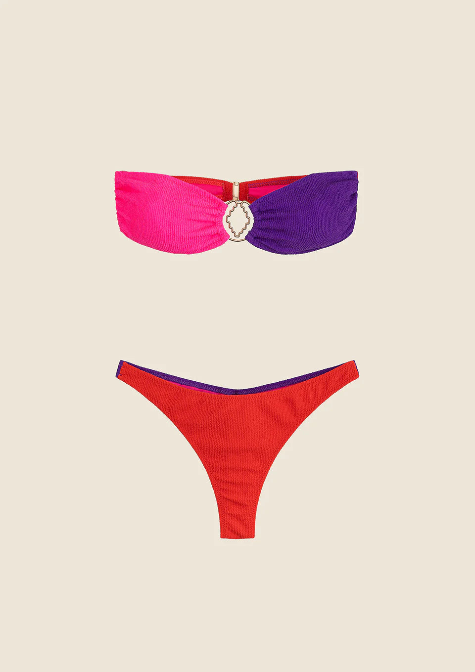 BIKINI DONNA ME FUI FASCIA CON SLIP FISSO COLOR BLOCK 0501-RD