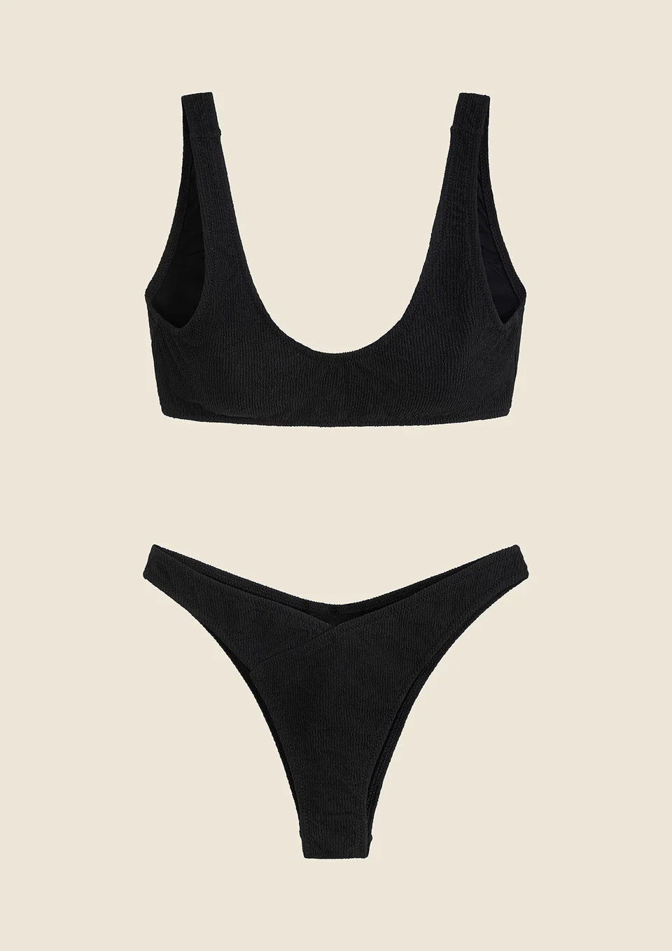 BIKINI DONNA ME FUI TOP CON SLIP AMERICANO FISSO NERO 0503-BK