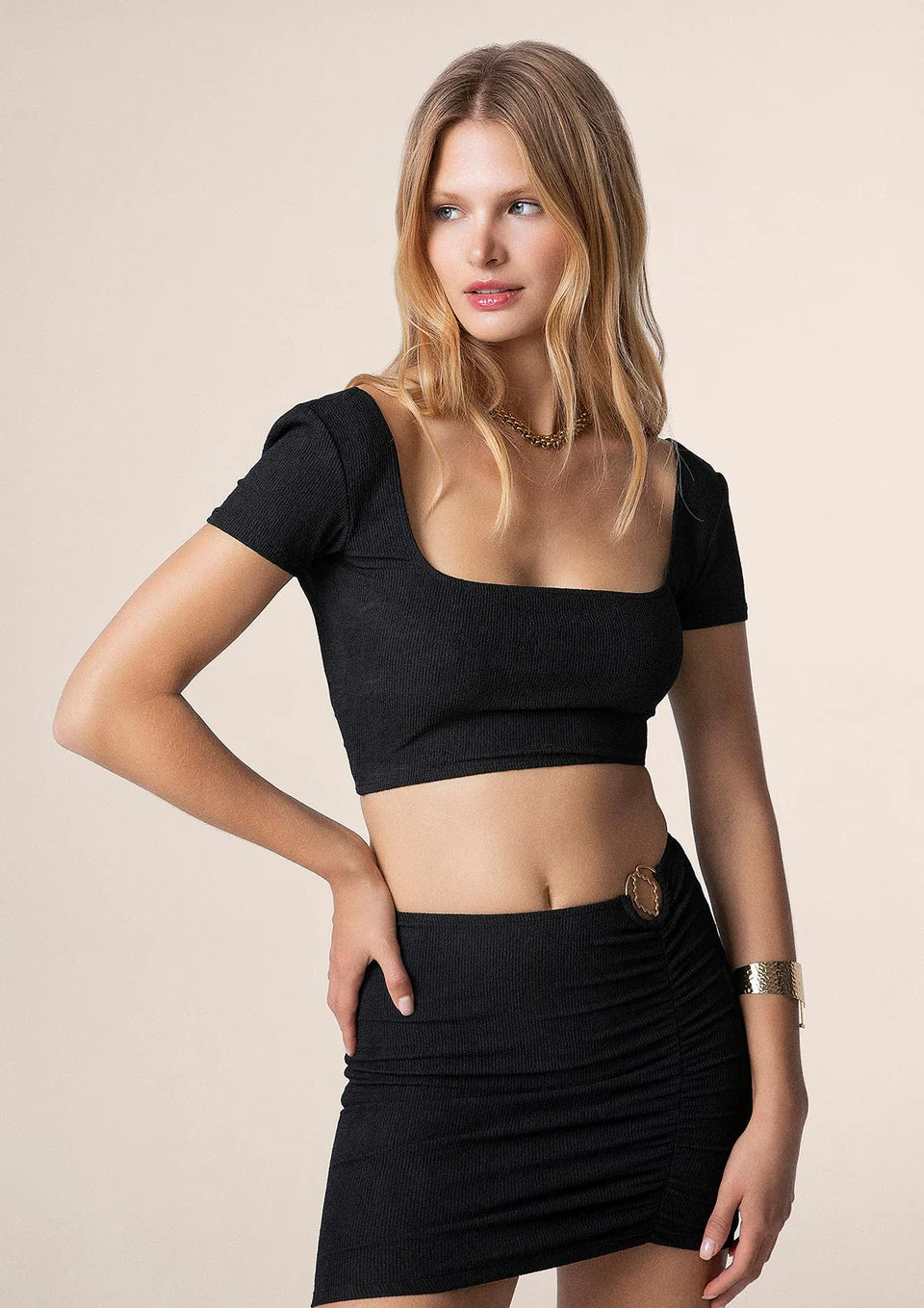 CROP TOP DONNA ME FUI NERO 0506-BK