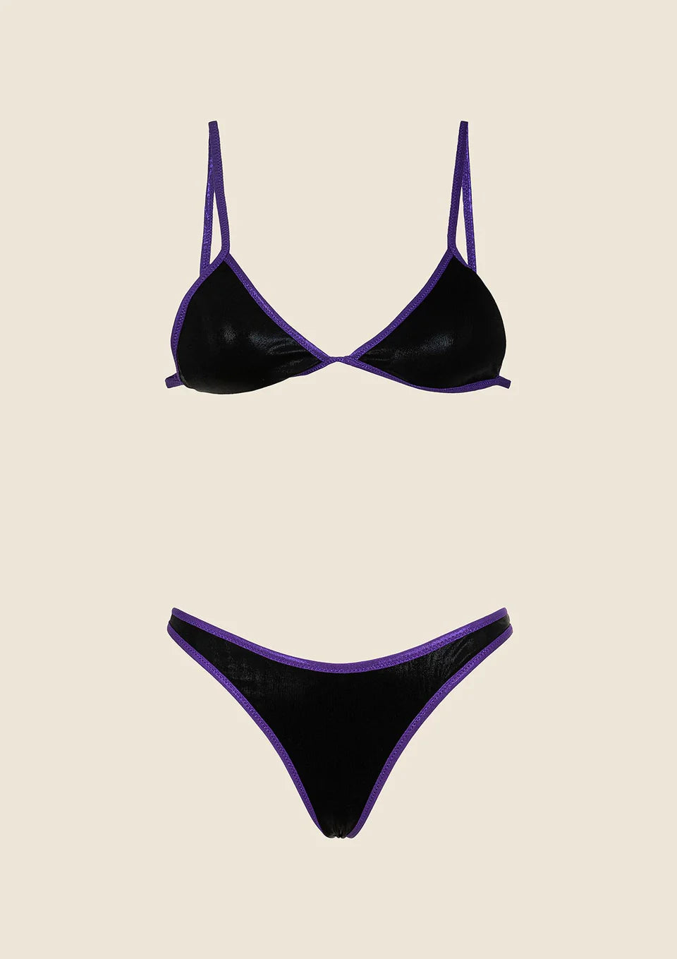 BIKINI DONNA ME FUI TRIANGOLO CON SLIP AMERICANO FISSO NERO 0800_ BK
