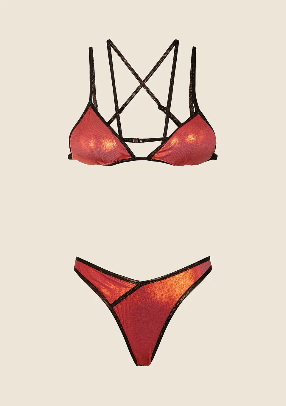 BIKINI DONNA ME FUI TRIANGOLO CON SLIP AMERICANO FISSO ARANCIONE 0801_ OR