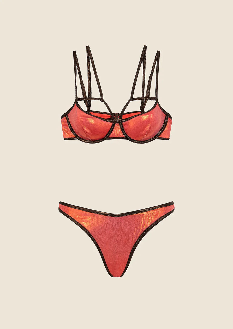 Costume Bikini Donna Me Fui Reggiseno con Ferretto e Slip Americano Fisso Arancione 0803_ Or — 3/3