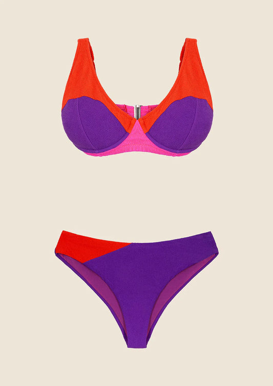 BIKINI DONNA ME FUI FASCIA CON FERRETTO E SLIP AMERICANO FISSO COLOR BLOCK 2300-PR